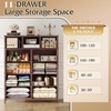 image:imageWLIVE Storage Organizer Unit with 11 Fabric Bins Storage Drawers Organizer with Steel Frame Tall Storage Tower Organizaton for Living Room Hallway Office Cream WhitePink
