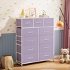 image:imageWLIVE Storage Organizer Unit with 11 Fabric Bins Storage Drawers Organizer with Steel Frame Tall Storage Tower Organizaton for Living Room Hallway Office Cream WhitePurple