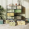 image:imageWLIVE Storage Organizer Unit with 11 Fabric Bins Storage Drawers Organizer with Steel Frame Tall Storage Tower Organizaton for Living Room Hallway Office Cream WhiteFloral Painted