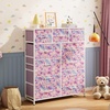 image:imageWLIVE Storage Organizer Unit with 11 Fabric Bins Storage Drawers Organizer with Steel Frame Tall Storage Tower Organizaton for Living Room Hallway Office Cream WhiteTiedye Purple Print