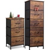 image:imageWLIVE 3 Drawer and 5 Drawer Dresser Set Dresser for Bedroom Closet Hallway Storage Organizer Unit Dressers amp Chests of Drawers with Fabric Bins Rustic Brown Wood Grain Print
