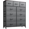 image:imageWLIVE Storage Organizer Unit with 11 Fabric Bins Storage Drawers Organizer with Steel Frame Tall Storage Tower Organizaton for Living Room Hallway Office Cream WhiteDark Grey