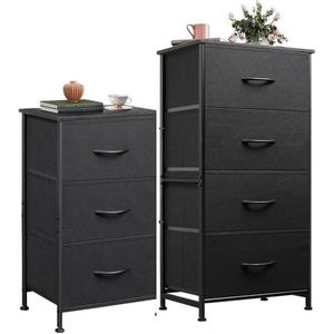 image:imageWLIVE 3 Drawer and 4 Drawer Dresser Set Dresser for Bedroom Closet Hallway Storage Organizer Unit Dressers amp Chests of Drawers with Fabric Bins Dark Grey