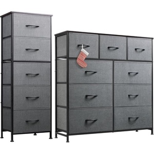 image:imageWLIVE 5 Drawer and 9 Drawer Dresser Set Dresser for Bedroom Closet Hallway Storage Organizer Unit Dressers amp Chests of Drawers with Fabric Bins Dark Grey