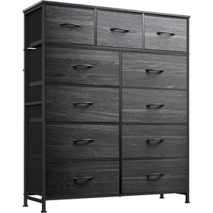 image:imageWLIVE Storage Organizer Unit with 11 Fabric Bins Storage Drawers Organizer with Steel Frame Tall Storage Tower Organizaton for Living Room Hallway Office Cream WhiteCharcoal Black Wood Grain Print