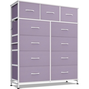 image:imageWLIVE Storage Organizer Unit with 11 Fabric Bins Storage Drawers Organizer with Steel Frame Tall Storage Tower Organizaton for Living Room Hallway Office Cream WhitePurple