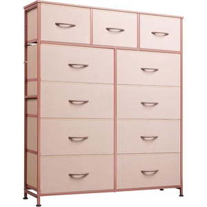 image:imageWLIVE Storage Organizer Unit with 11 Fabric Bins Storage Drawers Organizer with Steel Frame Tall Storage Tower Organizaton for Living Room Hallway Office Cream WhitePink