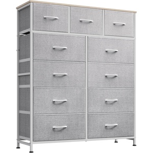 image:imageWLIVE Storage Organizer Unit with 11 Fabric Bins Storage Drawers Organizer with Steel Frame Tall Storage Tower Organizaton for Living Room Hallway Office Cream WhiteLight Grey