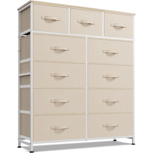 image:imageWLIVE Storage Organizer Unit with 11 Fabric Bins Storage Drawers Organizer with Steel Frame Tall Storage Tower Organizaton for Living Room Hallway Office Cream WhiteCream White
