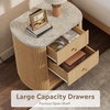 image:imageWLIVE Fluted Nightstand Set of 2 with Charging Station Mid Century Modern Wood Night Stand with Marble Top 2 Drawers OpenStorage End Table for Living Room WalnutNatural Oak