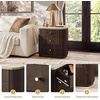 image:imageWLIVE Fluted Nightstand Set of 2 with Charging Station Mid Century Modern Wood Night Stand with Marble Top 2 Drawers OpenStorage End Table for Living Room Natural OakWalnut