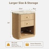 image:imageWLIVE Fluted Nightstand Set of 2 with Charging Station Mid Century Modern Wood Night Stand with Marble Top 2 Drawers OpenStorage End Table for Living Room WalnutNatural Oak
