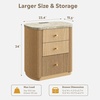 image:imageWLIVE Fluted Nightstand Set of 2 with Charging Station Mid Century Modern Wood Night Stand with Marble Top 2 Drawers OpenStorage End Table for Living Room Natural OakNatural Oak