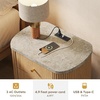 image:imageWLIVE Fluted Nightstand Set of 2 with Charging Station Mid Century Modern Wood Night Stand with Marble Top 2 Drawers OpenStorage End Table for Living Room Natural OakNatural Oak