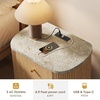 image:imageWLIVE Fluted Nightstand Set of 2 with Charging Station Mid Century Modern Wood Night Stand with Marble Top 2 Drawers OpenStorage End Table for Living Room WalnutNatural Oak