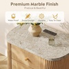 image:imageWLIVE Fluted Nightstand Set of 2 with Charging Station Mid Century Modern Wood Night Stand with Marble Top 2 Drawers OpenStorage End Table for Living Room WalnutNatural Oak