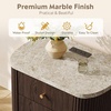 image:imageWLIVE Fluted Nightstand Set of 2 with Charging Station Mid Century Modern Wood Night Stand with Marble Top 2 Drawers OpenStorage End Table for Living Room WalnutWalnut