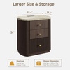 image:imageWLIVE Fluted Nightstand Set of 2 with Charging Station Mid Century Modern Wood Night Stand with Marble Top 2 Drawers OpenStorage End Table for Living Room Natural OakWalnut