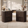 image:imageWLIVE Fluted Nightstand Set of 2 with Charging Station Mid Century Modern Wood Night Stand with Marble Top 2 Drawers OpenStorage End Table for Living Room WalnutWalnut