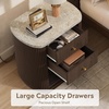 image:imageWLIVE Fluted Nightstand Set of 2 with Charging Station Mid Century Modern Wood Night Stand with Marble Top 2 Drawers OpenStorage End Table for Living Room Natural OakWalnut