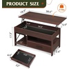 image:imageWLIVE Round Lift Top Coffee Table with Storage Shelf and Hidden Compartment Farmhouse Small Coffee Table with 2 Tier for Living Room and Home Office Rustic BrownEspresso