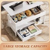 image:imageWLIVE Round Lift Top Coffee Table with Storage Shelf and Hidden Compartment Farmhouse Small Coffee Table with 2 Tier for Living Room and Home Office Rustic BrownWhite