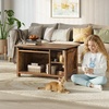 image:imageWLIVE Round Lift Top Coffee Table with Storage Shelf and Hidden Compartment Farmhouse Small Coffee Table with 2 Tier for Living Room and Home Office Rustic BrownDark Brown