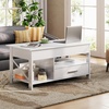 image:imageWLIVE Round Lift Top Coffee Table with Storage Shelf and Hidden Compartment Farmhouse Small Coffee Table with 2 Tier for Living Room and Home Office Rustic BrownWhite
