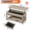 image:imageWLIVE Round Lift Top Coffee Table with Storage Shelf and Hidden Compartment Farmhouse Small Coffee Table with 2 Tier for Living Room and Home Office Rustic BrownGrey