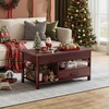 image:imageWLIVE Round Lift Top Coffee Table with Storage Shelf and Hidden Compartment Farmhouse Small Coffee Table with 2 Tier for Living Room and Home Office Rustic BrownEspresso