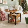 image:imageWLIVE Round Lift Top Coffee Table with Storage Shelf and Hidden Compartment Farmhouse Small Coffee Table with 2 Tier for Living Room and Home Office Rustic BrownBrown