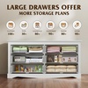 image:imageWLIVE 6 Drawer Dresser for Bedroom59 Wood Dresser with AntiTip Structure  SGS Certification Large Modern Chest of Drawers for Living Room Hallway Closet Home Furniture TV stand BlackWhite