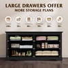 image:imageWLIVE 6 Drawer Dresser for Bedroom59 Wood Dresser with AntiTip Structure  SGS Certification Large Modern Chest of Drawers for Living Room Hallway Closet Home Furniture TV stand BlackBlack