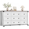 image:imageWLIVE Brown Dresser for Bedroom 9 Drawer Wooden Chest of Drawers with SGSTested AntiTip Design 62 Inch Wide Rustic Dresser TV Stand for Living Room Hallway and Closet Large Storage CabinetWhite