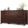image:imageWLIVE Brown Dresser for Bedroom 9 Drawer Wooden Chest of Drawers with SGSTested AntiTip Design 62 Inch Wide Rustic Dresser TV Stand for Living Room Hallway and Closet Large Storage CabinetRustic Brown