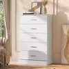 image:imageWLIVE 5 Drawer Black Dresser for Bedroom Unique AntiTip Structure Wood Chest of Drawers with Mental Handles Tall Storage Organizer Cabinet for Living Room Hallway Closet HomeWhite