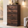image:imageWLIVE 5 Drawer Black Dresser for Bedroom Unique AntiTip Structure Wood Chest of Drawers with Mental Handles Tall Storage Organizer Cabinet for Living Room Hallway Closet HomeRustic Brown