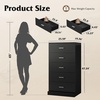image:imageWLIVE 5 Drawer Black Dresser for Bedroom Unique AntiTip Structure Wood Chest of Drawers with Mental Handles Tall Storage Organizer Cabinet for Living Room Hallway Closet HomeBlack