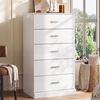 image:imageWLIVE 5 Drawer Black Dresser for Bedroom Unique AntiTip Structure Wood Chest of Drawers with Mental Handles Tall Storage Organizer Cabinet for Living Room Hallway Closet HomeWhite