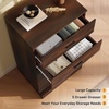 image:imageWLIVE 5 Drawer Black Dresser for Bedroom Unique AntiTip Structure Wood Chest of Drawers with Mental Handles Tall Storage Organizer Cabinet for Living Room Hallway Closet HomeRustic Brown