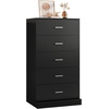 image:imageWLIVE 5 Drawer Black Dresser for Bedroom Unique AntiTip Structure Wood Chest of Drawers with Mental Handles Tall Storage Organizer Cabinet for Living Room Hallway Closet HomeBlack
