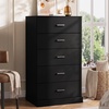 image:imageWLIVE 5 Drawer Black Dresser for Bedroom Unique AntiTip Structure Wood Chest of Drawers with Mental Handles Tall Storage Organizer Cabinet for Living Room Hallway Closet HomeBlack