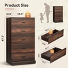 image:imageWLIVE 5 Drawer Black Dresser for Bedroom Unique AntiTip Structure Wood Chest of Drawers with Mental Handles Tall Storage Organizer Cabinet for Living Room Hallway Closet HomeRustic Brown