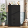 image:imageWLIVE 5 Drawer Black Dresser for Bedroom Unique AntiTip Structure Wood Chest of Drawers with Mental Handles Tall Storage Organizer Cabinet for Living Room Hallway Closet HomeBlack