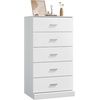 image:imageWLIVE 5 Drawer Black Dresser for Bedroom Unique AntiTip Structure Wood Chest of Drawers with Mental Handles Tall Storage Organizer Cabinet for Living Room Hallway Closet HomeWhite