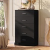 image:imageWLIVE 5 Drawer Black Dresser for Bedroom Unique AntiTip Structure Wood Chest of Drawers with Mental Handles Tall Storage Organizer Cabinet for Living Room Hallway Closet HomeBlack