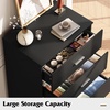 image:imageWLIVE 5 Drawer Black Dresser for Bedroom Unique AntiTip Structure Wood Chest of Drawers with Mental Handles Tall Storage Organizer Cabinet for Living Room Hallway Closet HomeBlack