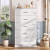 image:imageWLIVE 5 Drawer Black Dresser for Bedroom Unique AntiTip Structure Wood Chest of Drawers with Mental Handles Tall Storage Organizer Cabinet for Living Room Hallway Closet HomeWhite