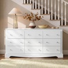 image:imageWLIVE 63 Dresser for Bedroom Modern 9 Drawer Dresser with Exclusive AntiTip Structure Wooden Chest of Drawers with Metal Handles for Living Room Hallway Closet Home Furniture Rustic BrownWhite