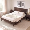 image:imageWLIVE Full Size Bed Frame with Tall Headboard Pine Solid Wood Platfrom  Wooden Slats Support No Box Spring Needed Easy Assembly NoiseFree MidCentury Modern Style Adjustable Level Feet BrownQueen